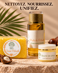 Rituel Visage — Savon Palmiste, Huile de Palmiste ABSOLU+ et Beurre de Citron ÉCLAT+, SRN Cosmetics