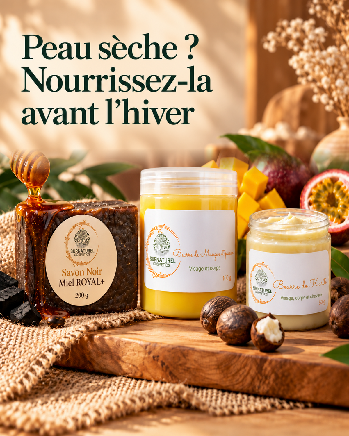 Pack Peau sèche SRN Cosmetics – miel, mangue passion et karité pour l’hiver