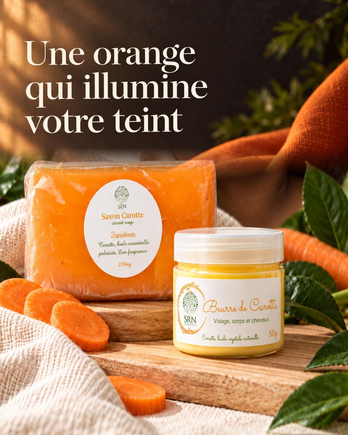 Pack Peau terne Carotte SRN Cosmetics – une orange qui illumine votre teint