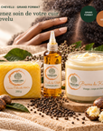 Pack Cuir Chevelu Grand Format SRN Cosmetics – Savon Palmiste 200 g, Huile de Chébé et Beurre de Karité 250 g
