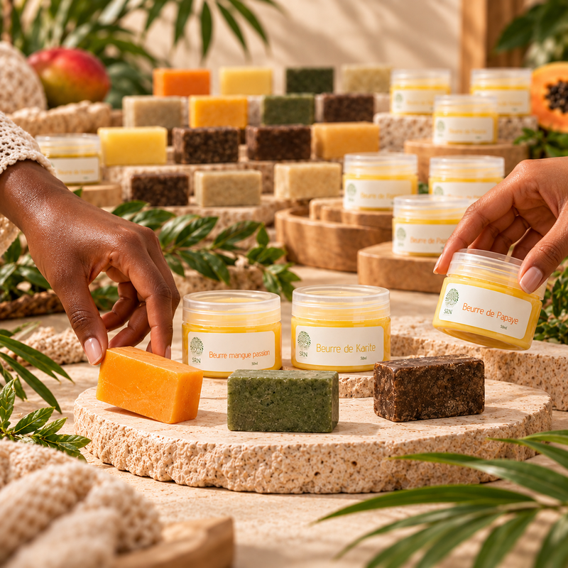 Pack Découverte SRN Cosmetics à composer avec 6 produits au choix : savons 60 g et beurres 50 g