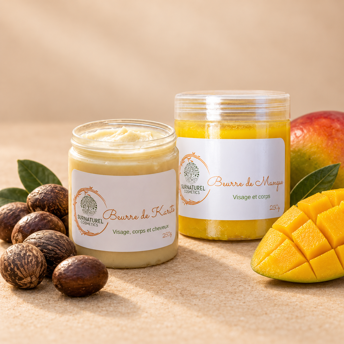 Pack Duo Karité &amp; Mangue — Beurre de Karité 250 g et Beurre de Mangue GLOW+, SRN Cosmetics