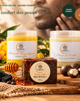 Pack Peau Sèche Grand Format SRN Cosmetics – Savon Noir Miel 200 g, Beurre de Mangue Passion 250 g et Beurre de Karité 250 g