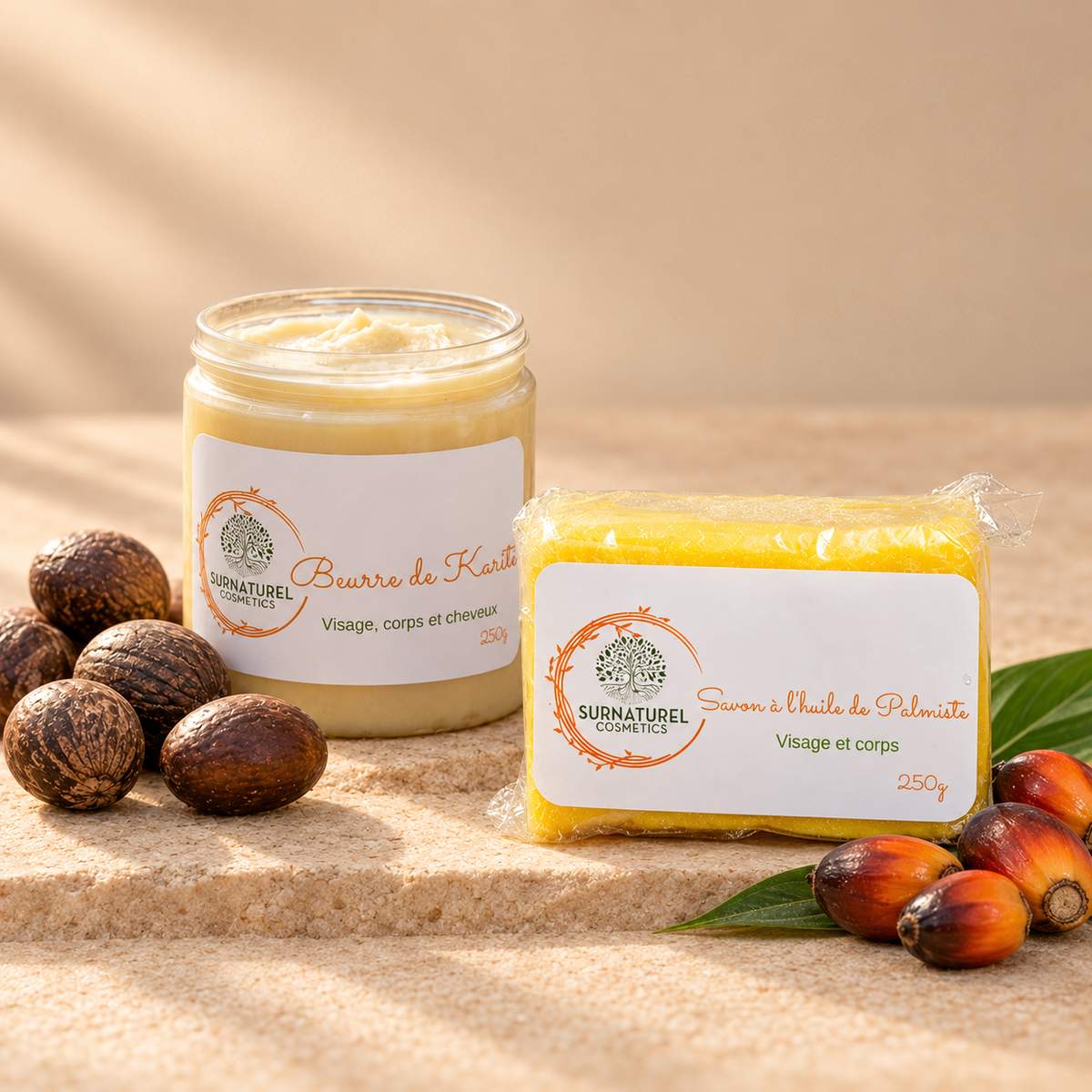 Duo Essentiel — Savon Palmiste ESSENTIEL+ et Beurre de Karité pur 250 g, SRN Cosmetics