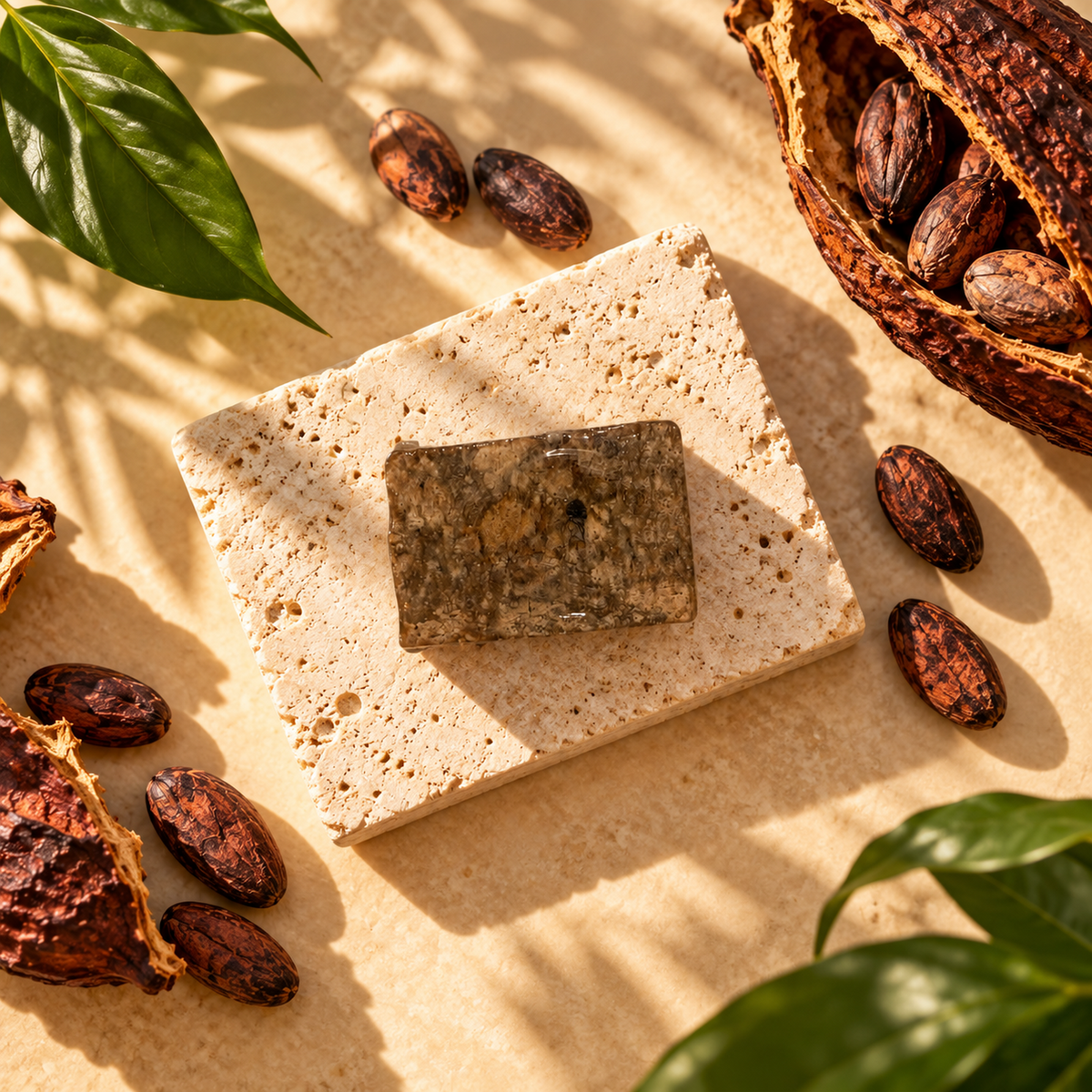 Savon Noir Cacao DOUCEUR+ 60 g SRN Cosmetics – vue éditoriale premium