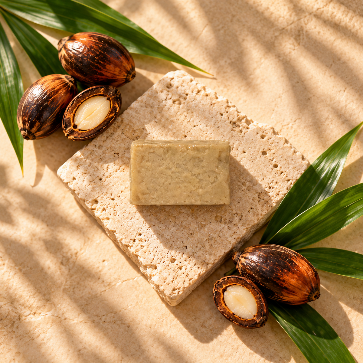 Savon Palmiste ESSENTIEL+ 60 g SRN Cosmetics – vue éditoriale premium